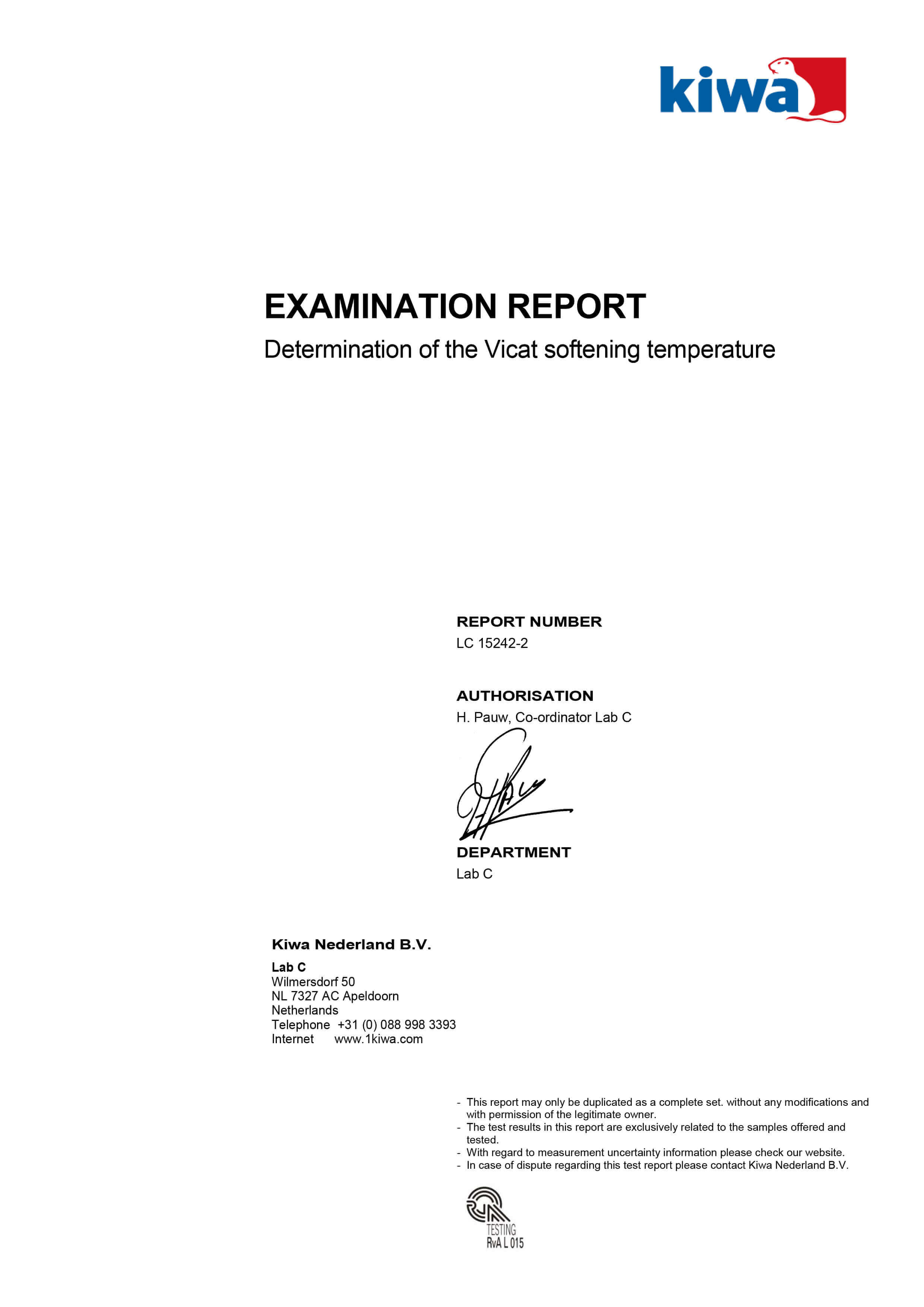 Haykal Plast Examination Report - Determination of the Vicat softening Temperature - 2